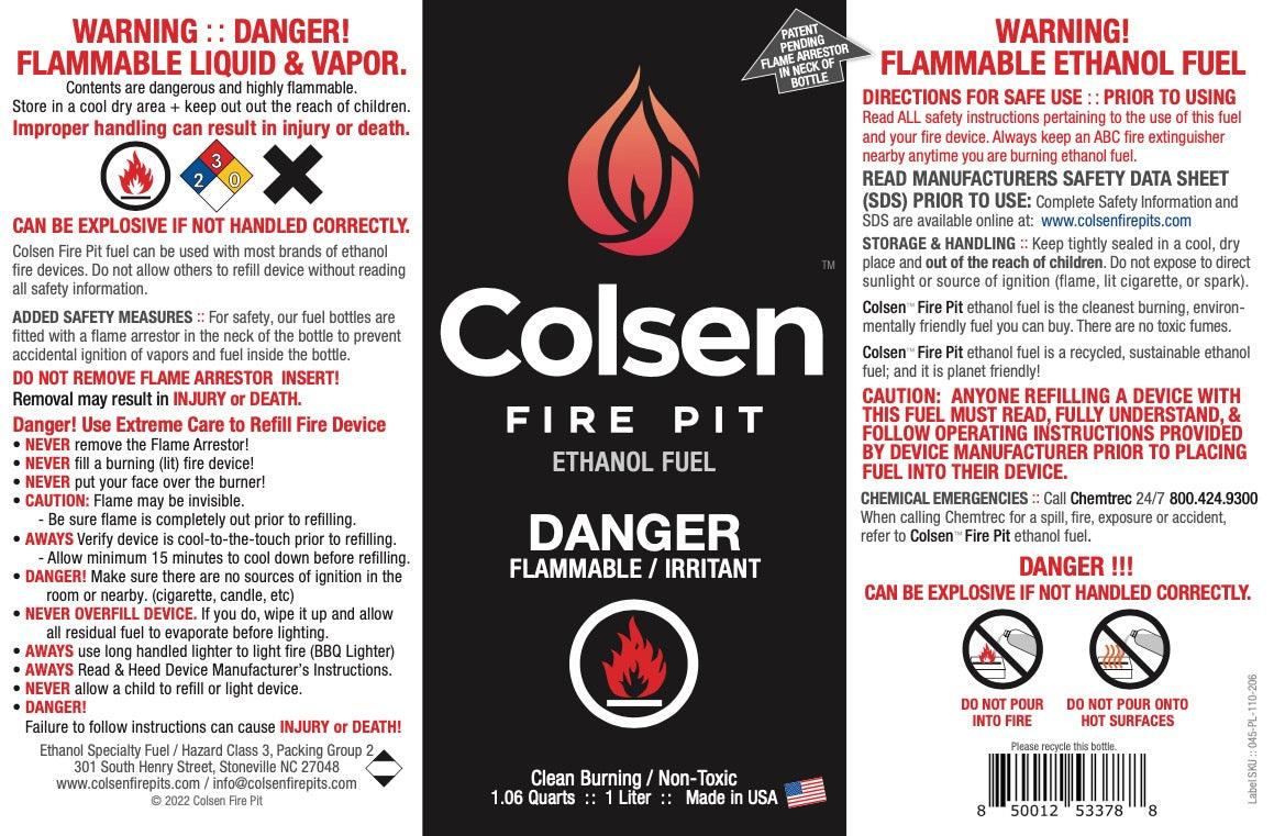 Colsen Eco-Friendly Tabletop Fire Pit Fuel (1000mL /32 oz.) - Colsen Fire Pit